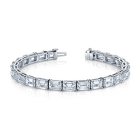 East West Emerald Cut Diamond Straight Line Bracelet