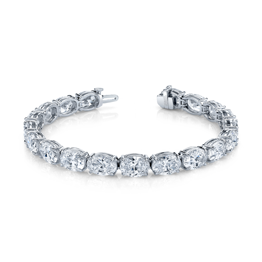 East West Oval Straight Line Diamond Bracelet