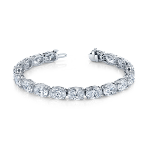 East West Oval Straight Line Diamond Bracelet