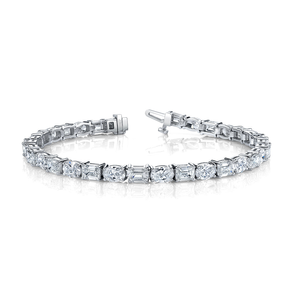 Emerald and Oval Shape Straight Line Bracelet