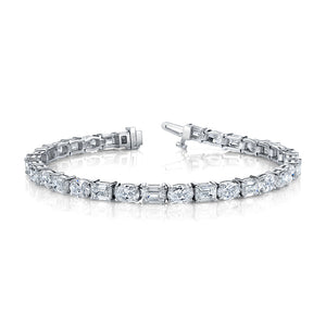 Emerald and Oval Shape Straight Line Bracelet
