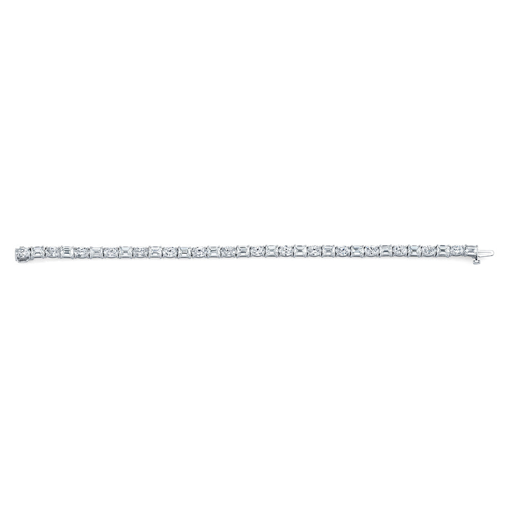 Emerald and Oval Shape Straight Line Bracelet
