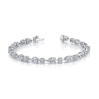 Straight Line Wire Set Bracelet with Fancy Mixed Shape Diamonds