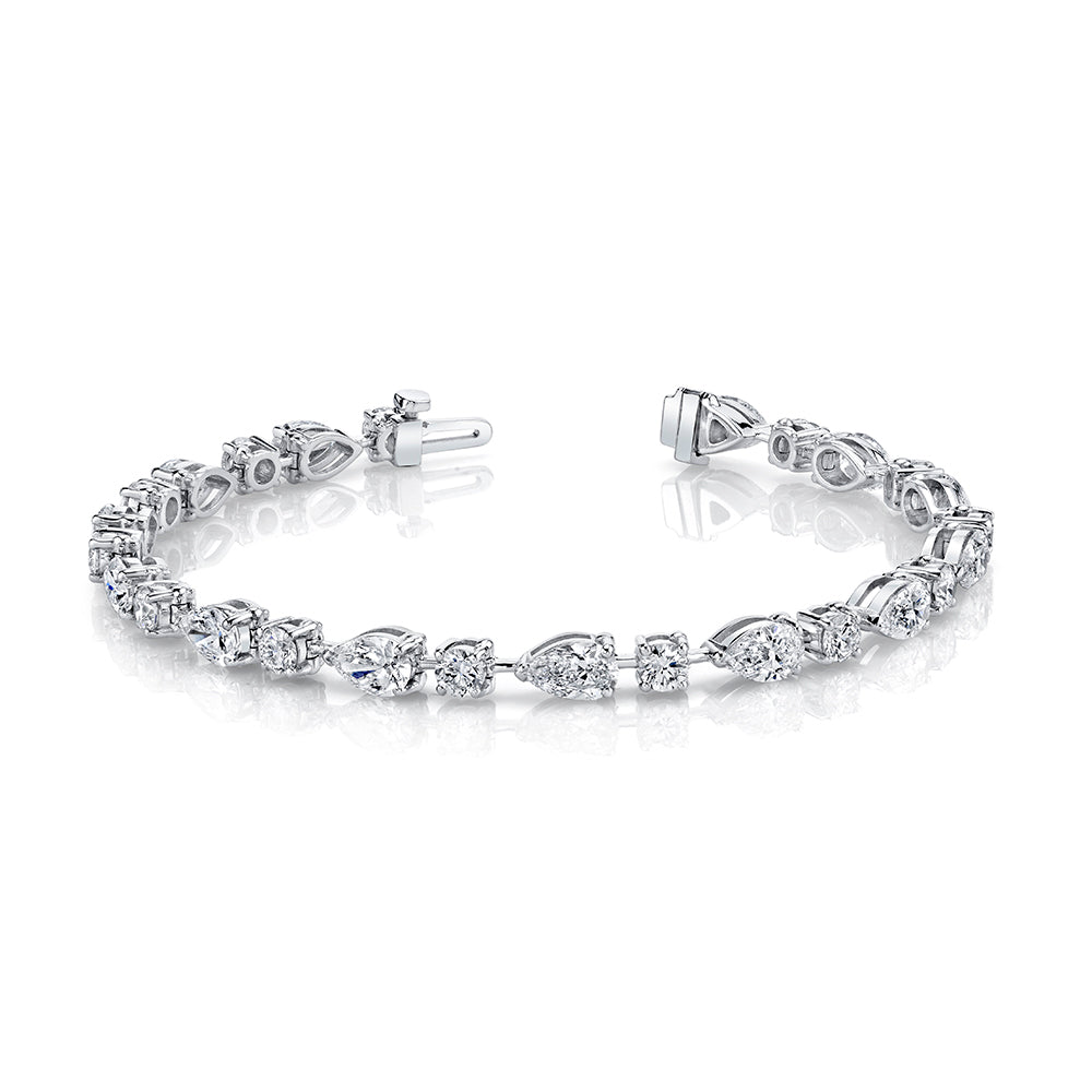 Straight Line Wire Set Bracelet with Fancy Mixed Shape Diamonds