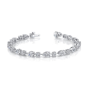 Straight Line Wire Set Bracelet with Fancy Mixed Shape Diamonds