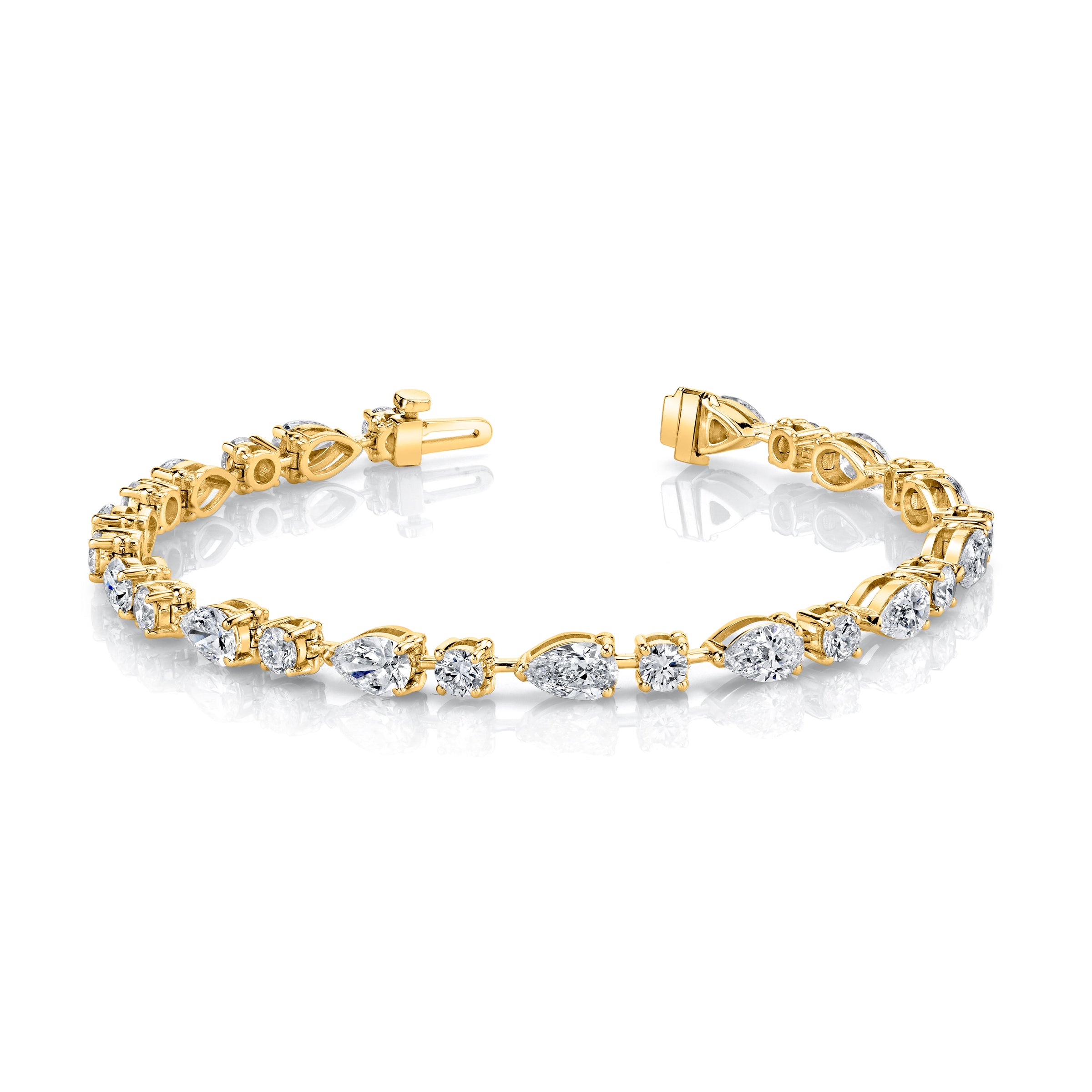 Straight Line Wire Set Bracelet with Fancy Mixed Shape Diamonds