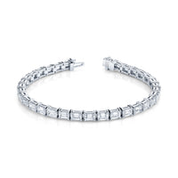 East West Emerald Cut Diamond Straight Line Bracelet