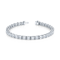 East West Emerald Cut Diamond Straight Line Bracelet