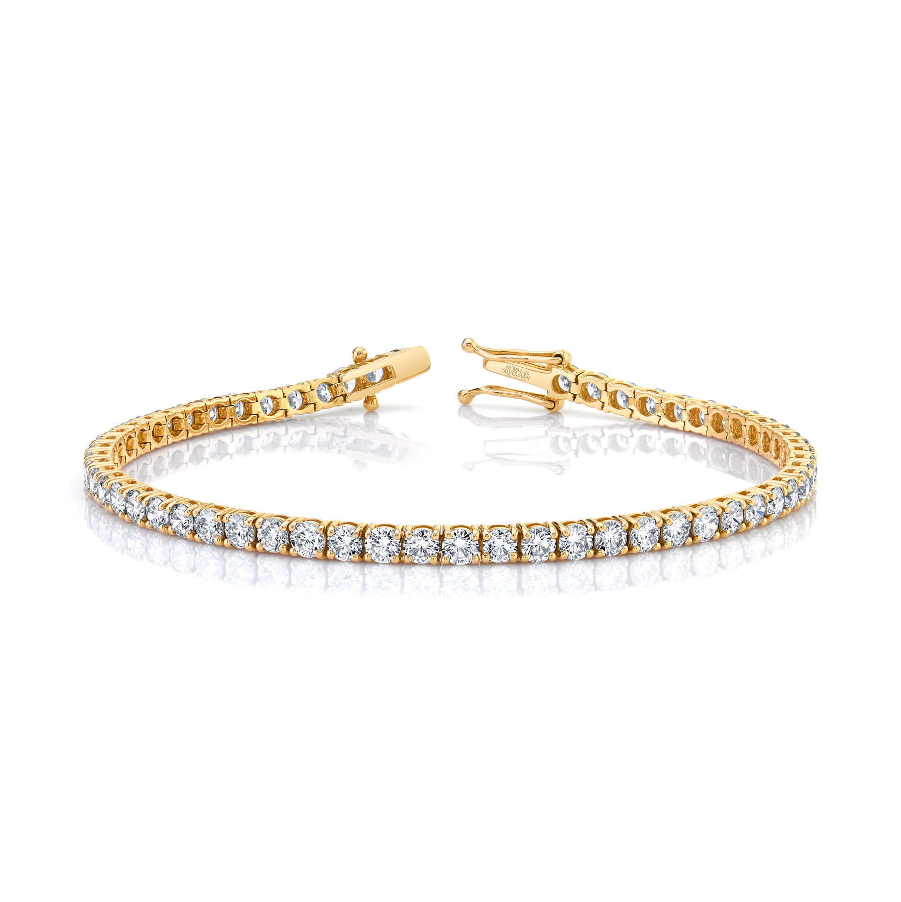 Signature Round Diamond Tennis Bracelet - MULTIPLE SIZES - Yellow Gold