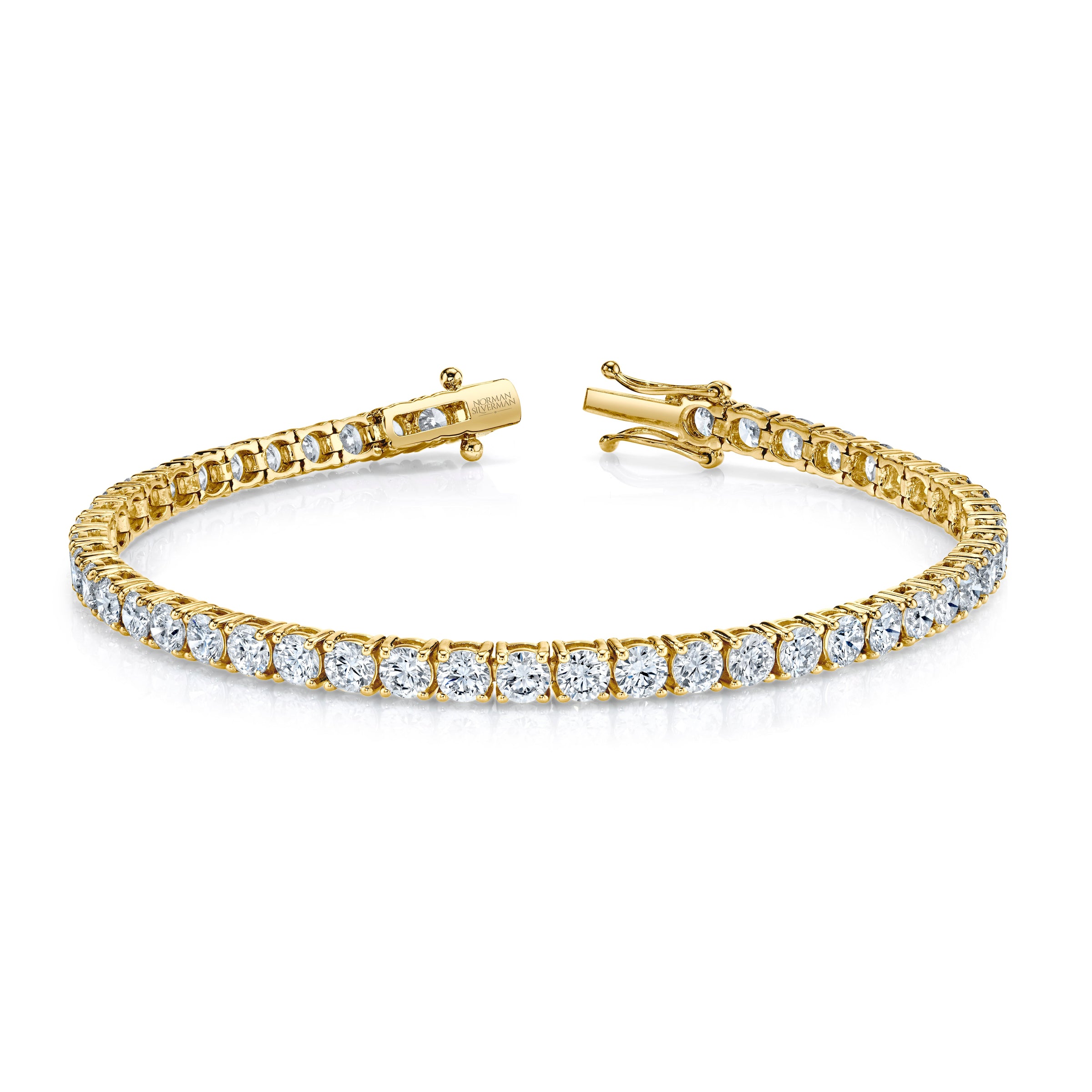 Signature Round Diamond Tennis Bracelet - MULTIPLE SIZES - Yellow Gold