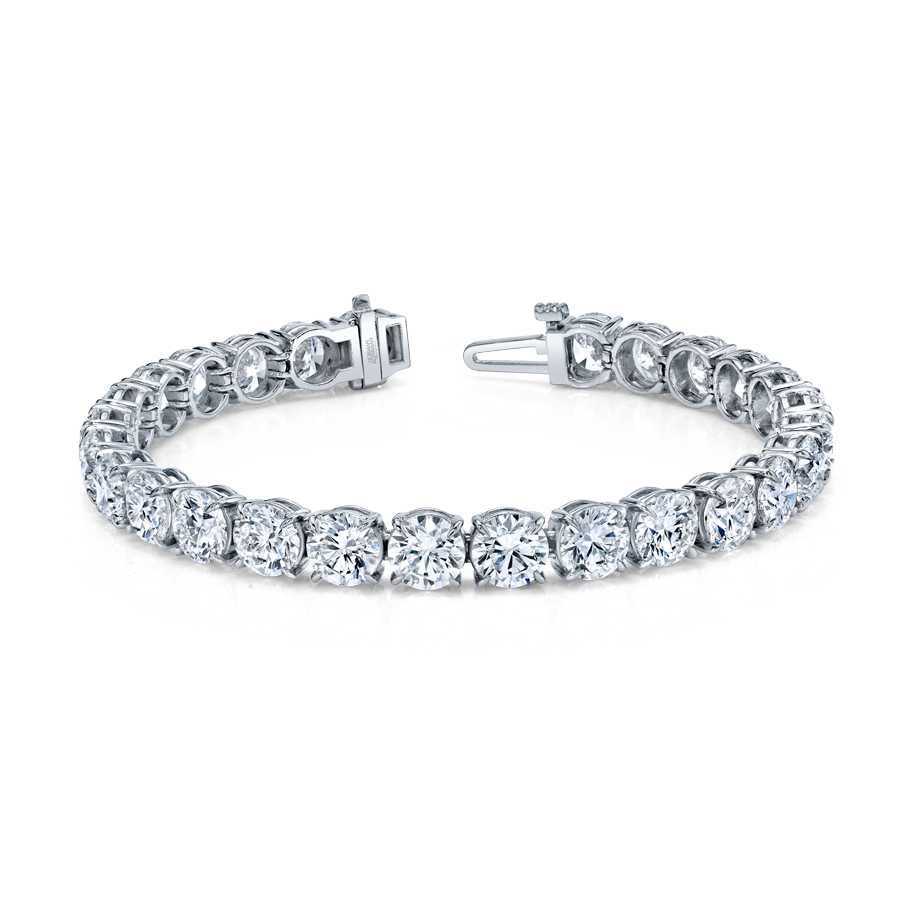 Signature Round Diamond Tennis Bracelet Platinum
