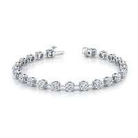 Straight Line Wire Set Bracelet with Round Diamonds