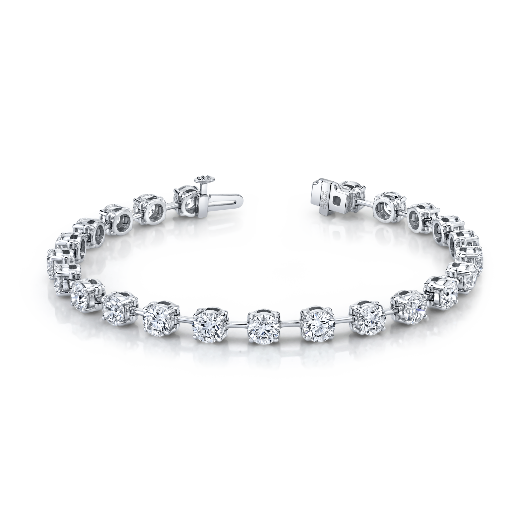 Straight Line Wire Set Bracelet with Round Diamonds