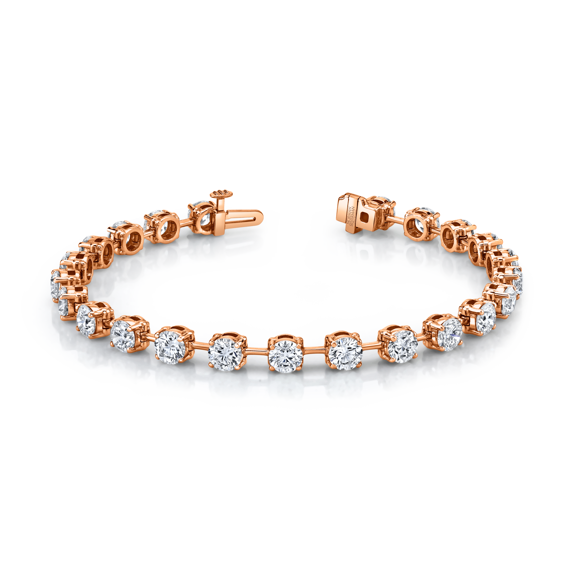Straight Line Wire Set Bracelet with Round Diamonds