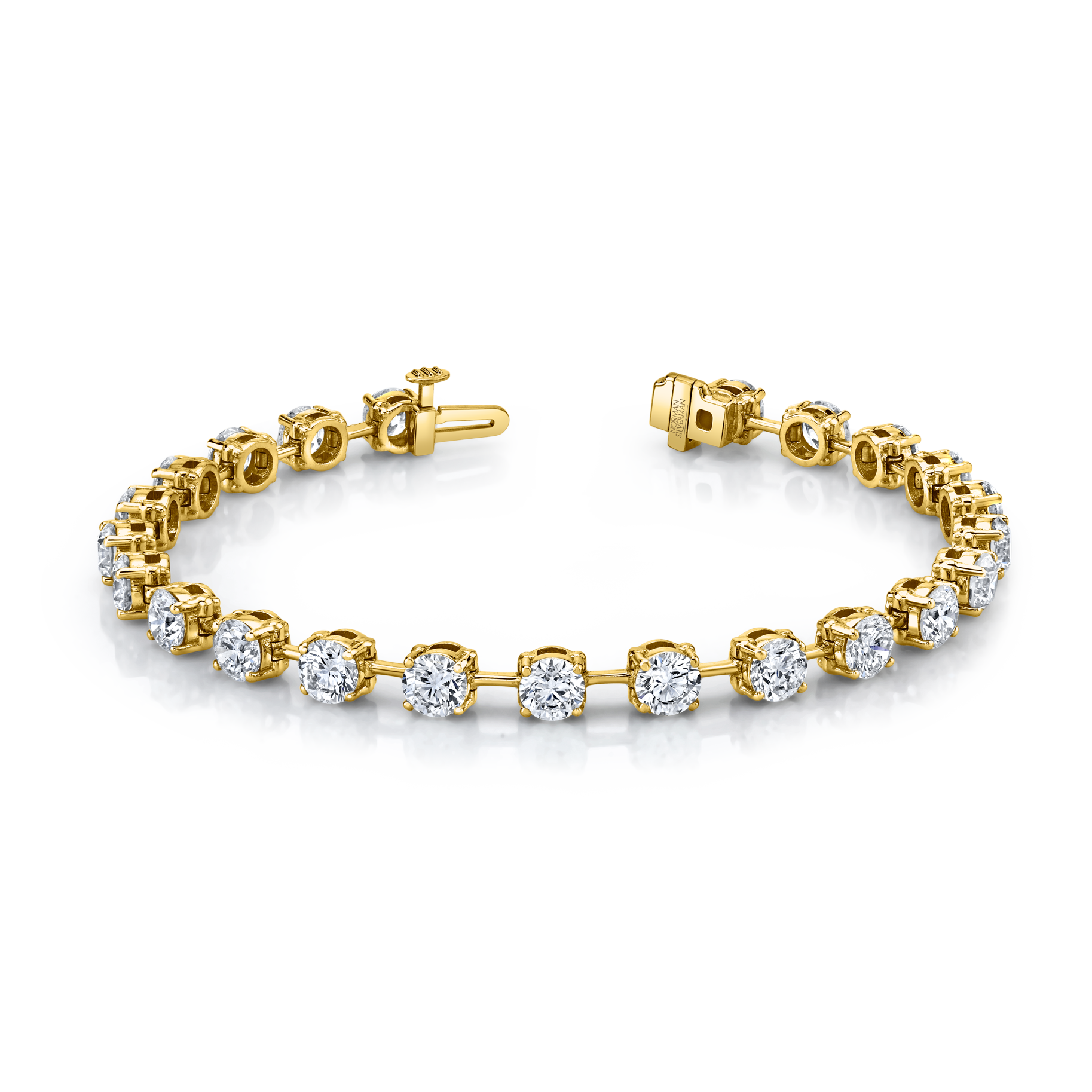 Straight Line Wire Set Bracelet with Round Diamonds