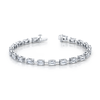 Straight Line Wire Set Bracelet with East West Emerald Cut Diamonds