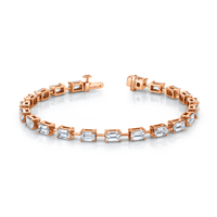 Straight Line Wire Set Bracelet with East West Emerald Cut Diamonds