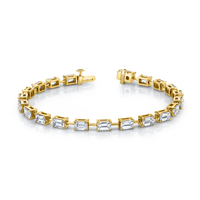 Straight Line Wire Set Bracelet with East West Emerald Cut Diamonds