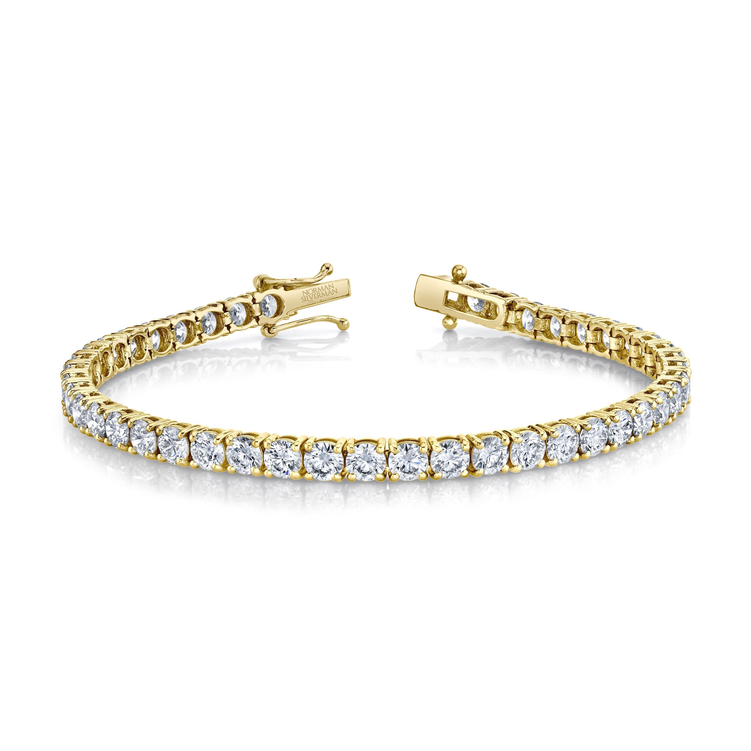 Signature Round Diamond Tennis Bracelet - MULTIPLE SIZES - Yellow Gold