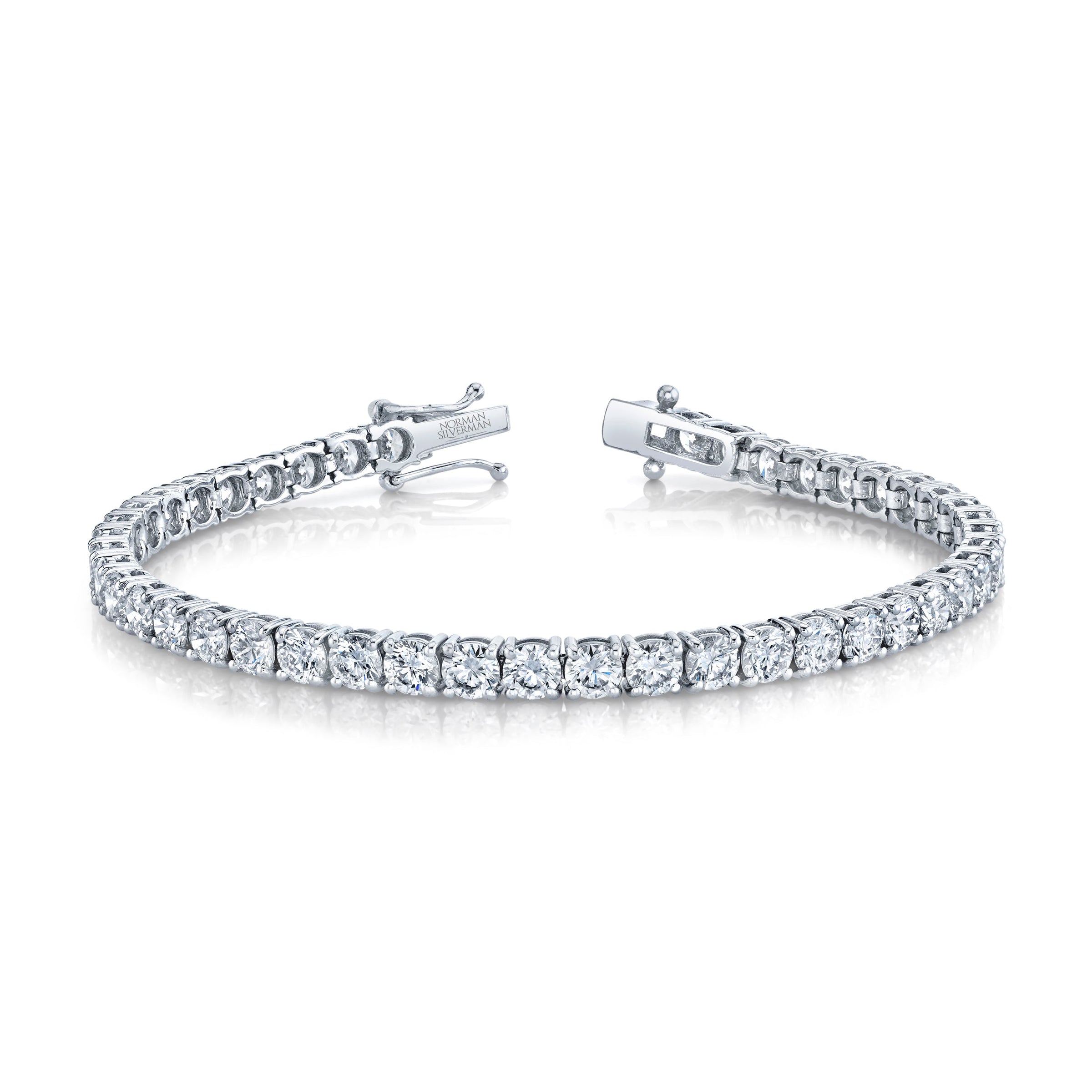 Signature Round Diamond Tennis Bracelet - MULTIPLE SIZES - White Gold