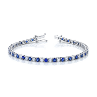 Alternating Diamond and Sapphire Straight Line Bracelet