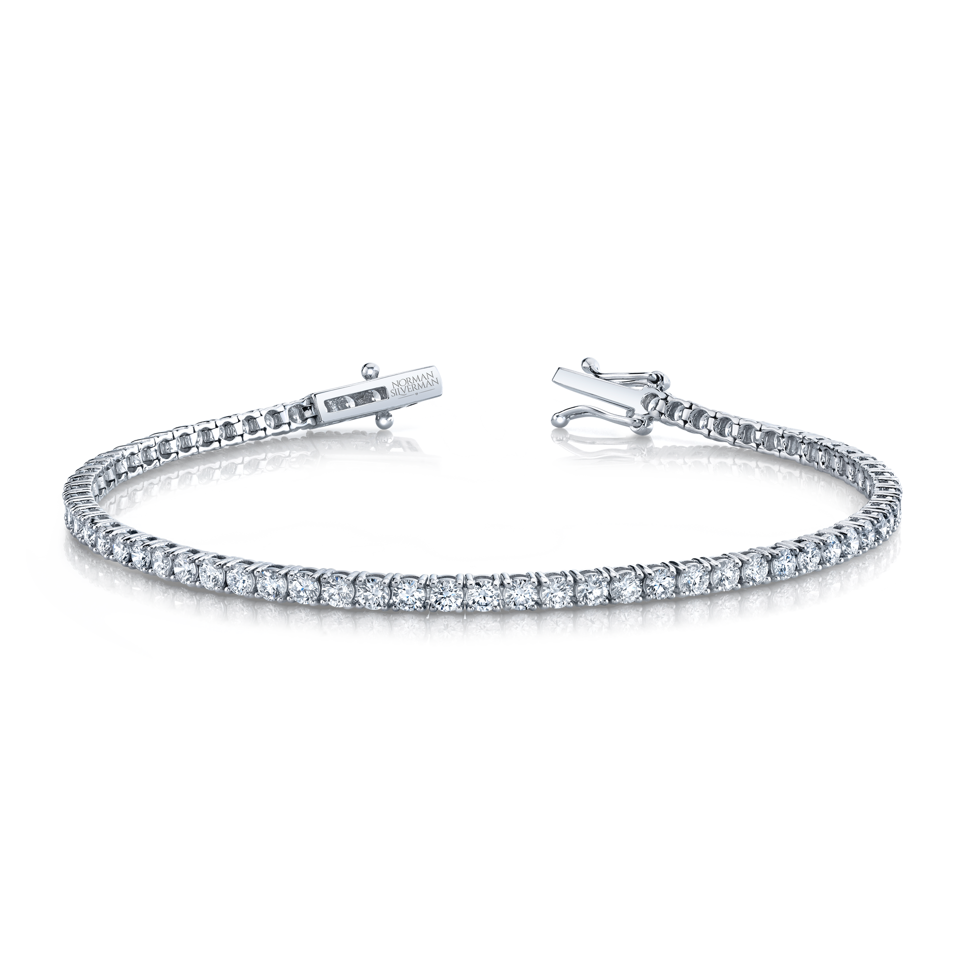 Signature Round Diamond Tennis Bracelet - MULTIPLE SIZES - White Gold