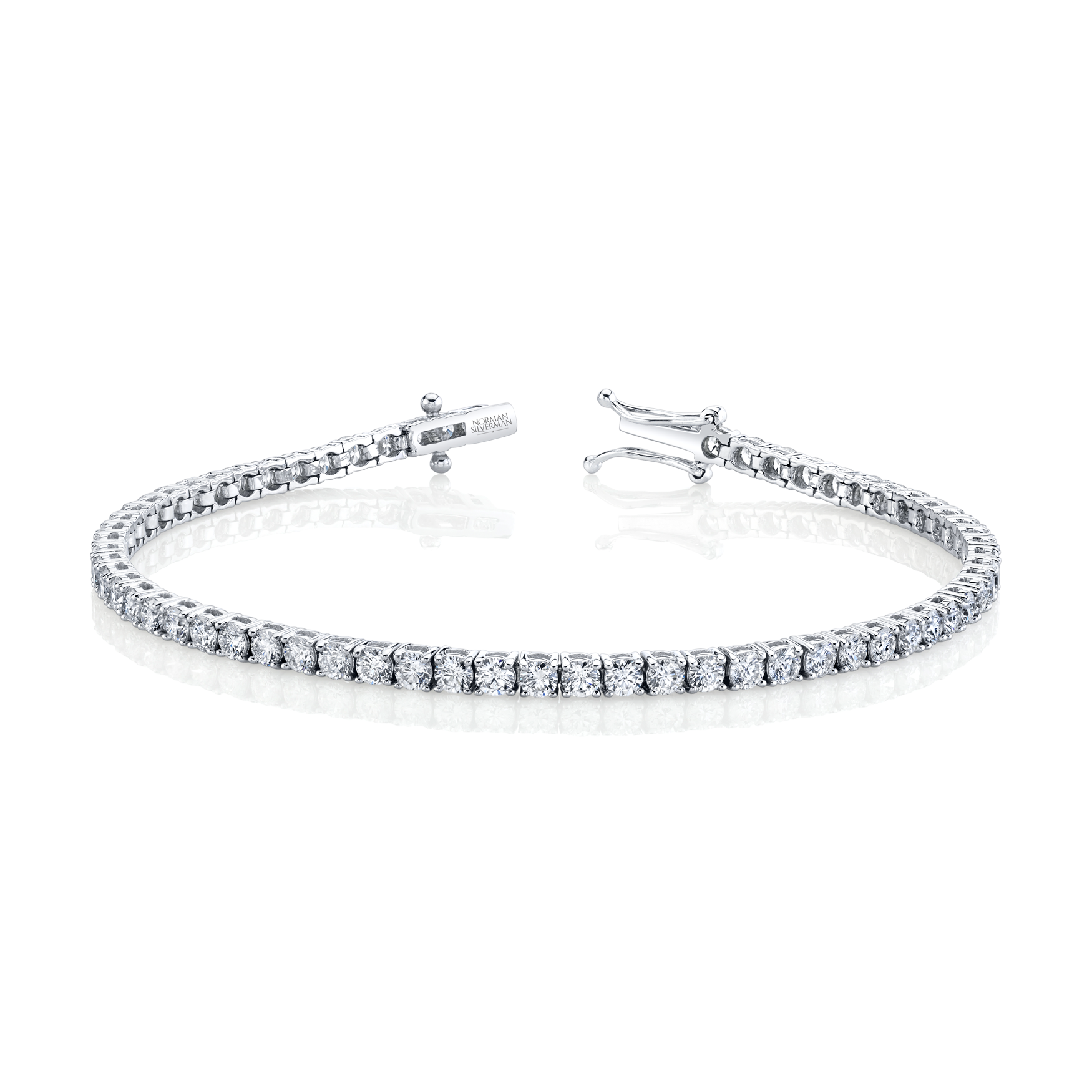 Signature Round Diamond Tennis Bracelet - MULTIPLE SIZES - White Gold