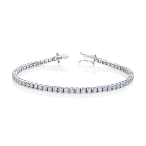 Signature Round Diamond Tennis Bracelet - MULTIPLE SIZES - White Gold