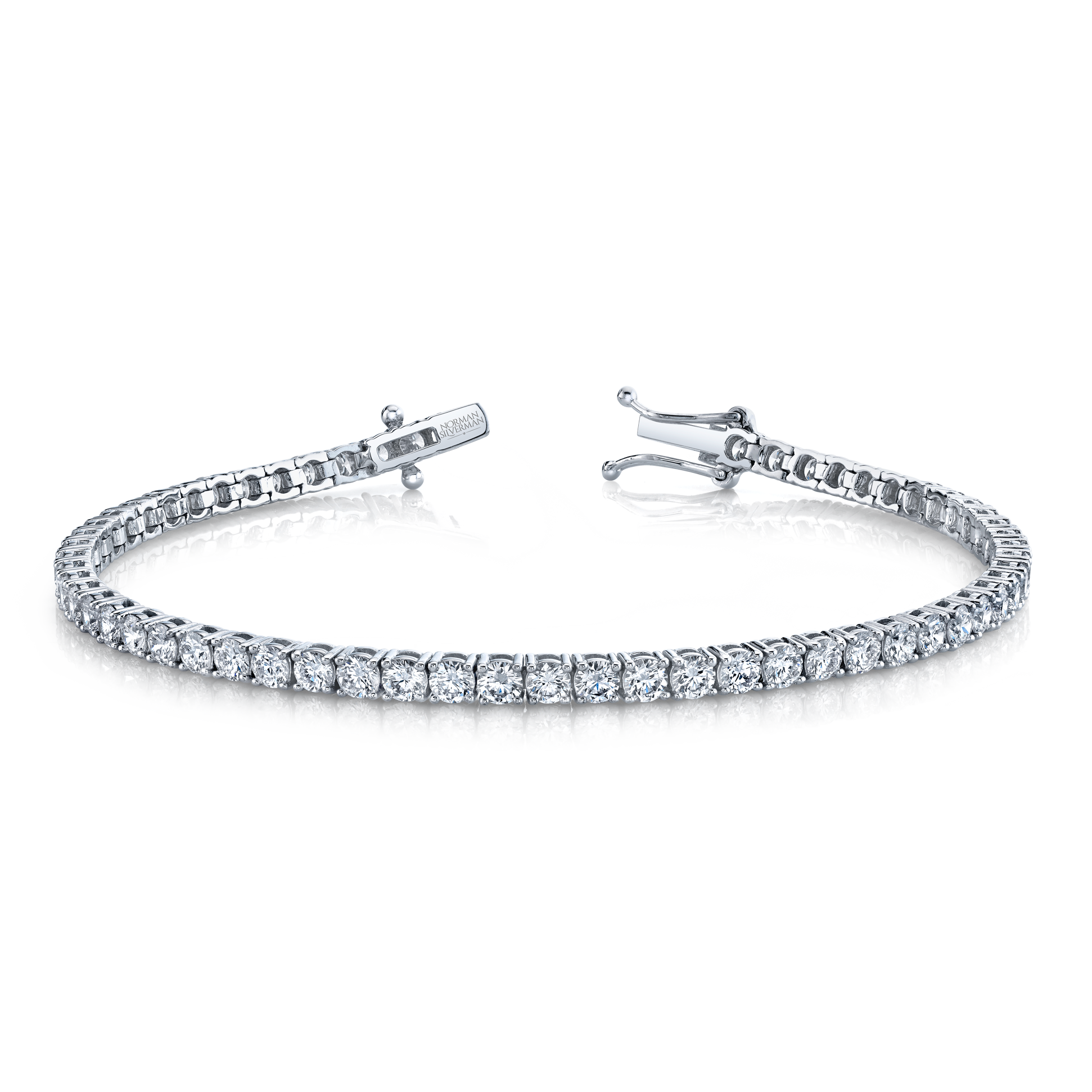 Signature Round Diamond Tennis Bracelet - MULTIPLE SIZES - White Gold