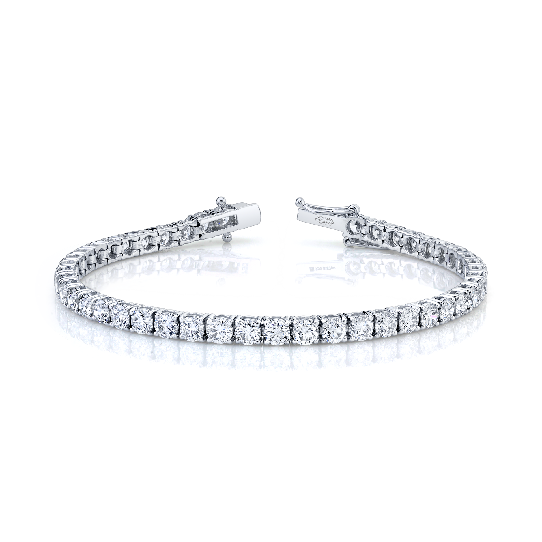 Signature Round Diamond Tennis Bracelet - MULTIPLE SIZES - White Gold