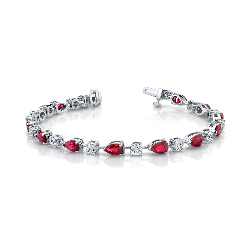Alternating Ruby and Diamond Wire Set Bracelet