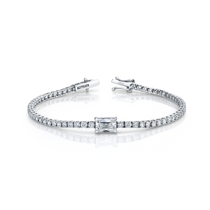 Straight Line Bracelet with Rectangular Modified Brilliant Center