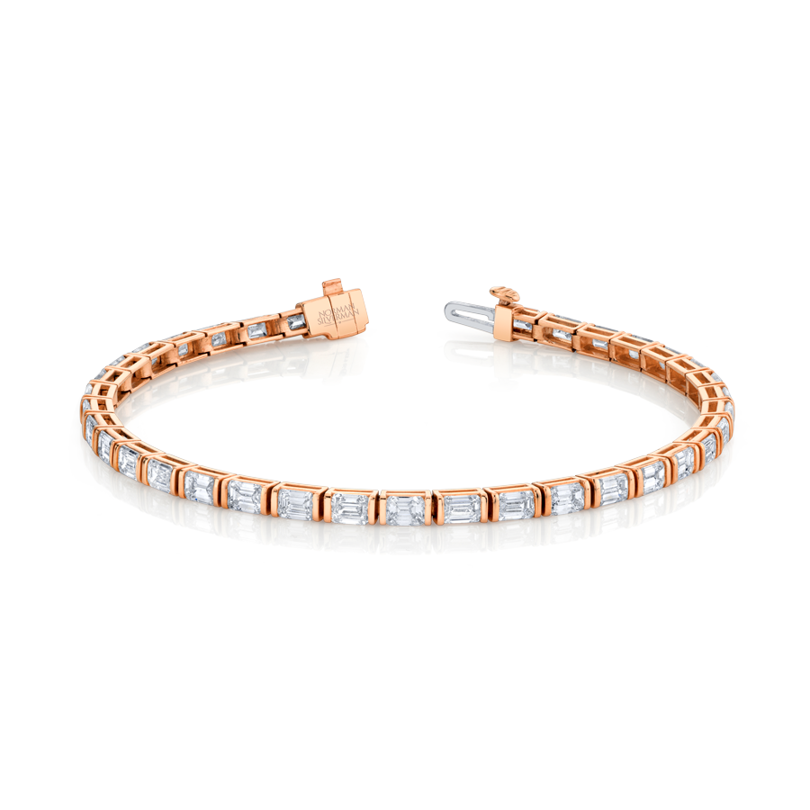 East West Bar Set Emerald Cut Diamond Bracelet
