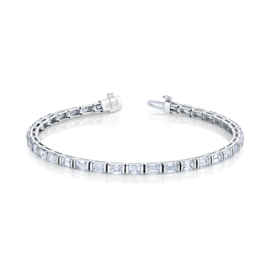 East West Bar Set Emerald Cut Diamond Bracelet