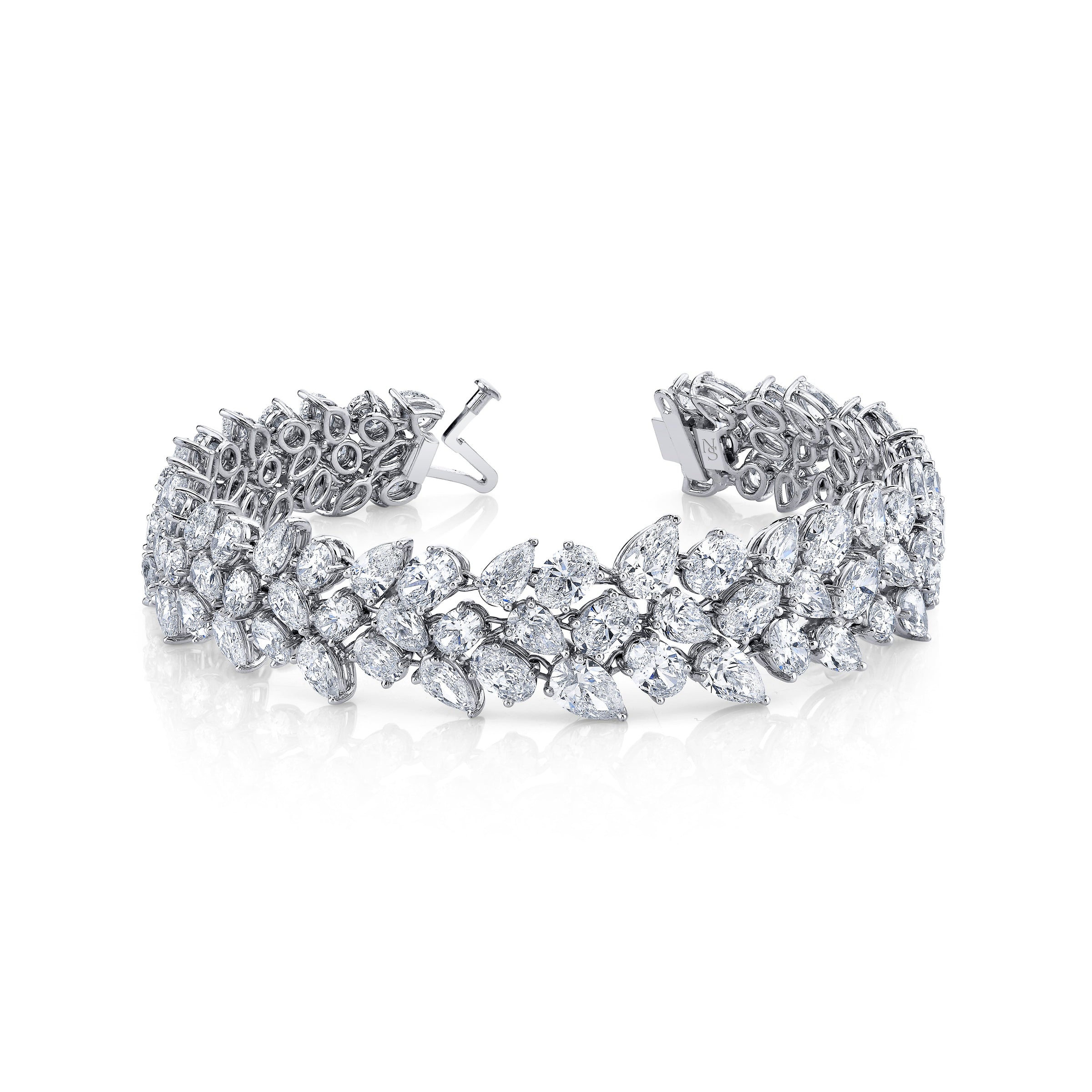 Three Row Mixed Shapes Diamond Bracelet