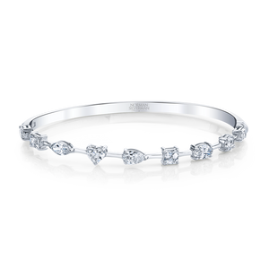Hinged Bangle Bracelet with Fancy Shape Diamonds