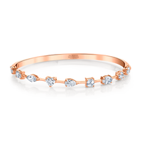Hinged Bangle Bracelet with Fancy Shape Diamonds