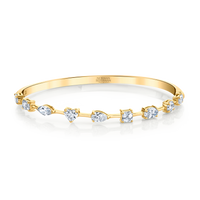 Hinged Bangle Bracelet with Fancy Shape Diamonds