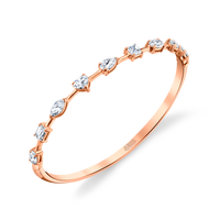 Hinged Bangle Bracelet with Fancy Shape Diamonds