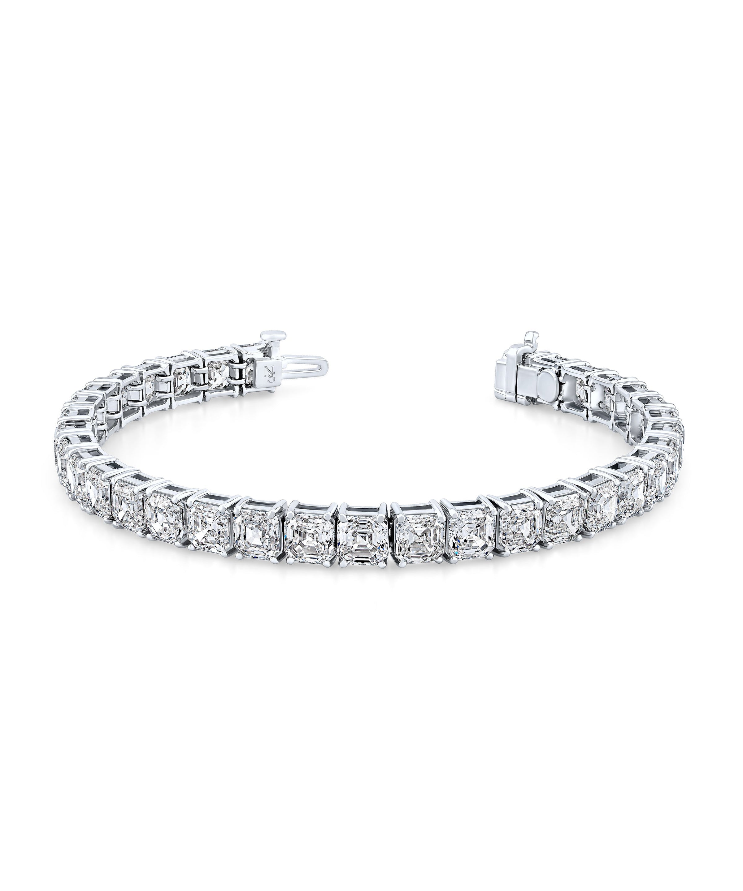 Asscher Diamond Straight Line Bracelet