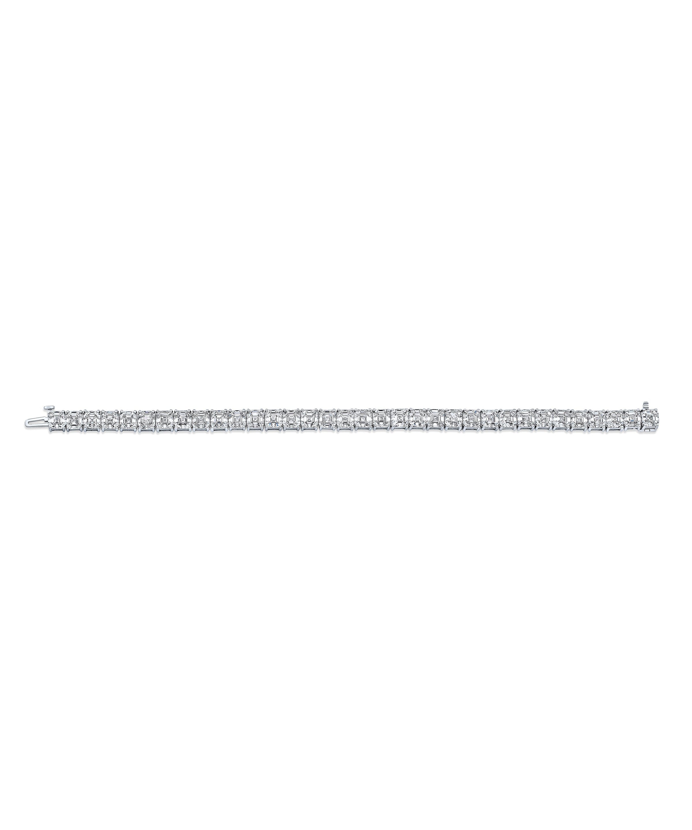 Asscher Diamond Straight Line Bracelet