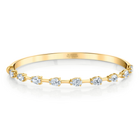 Hinged Bangle Bracelet with Pear Shape Diamonds