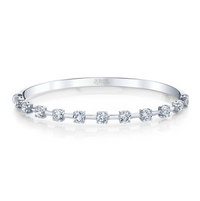 Round Diamond and Bar Hinged Bracelet