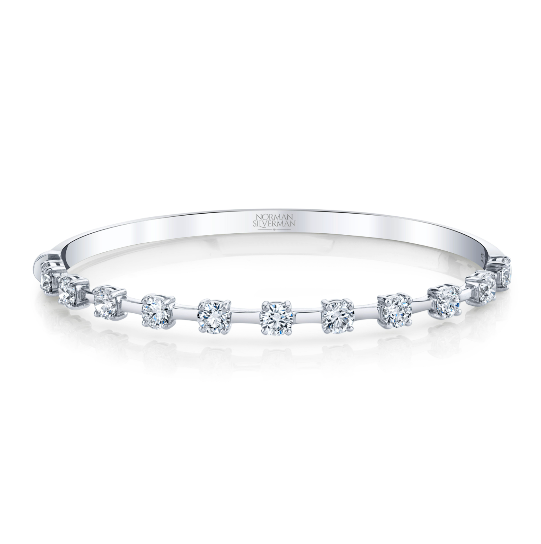 Round Diamond and Bar Hinged Bracelet