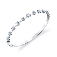 Round Diamond and Bar Hinged Bracelet