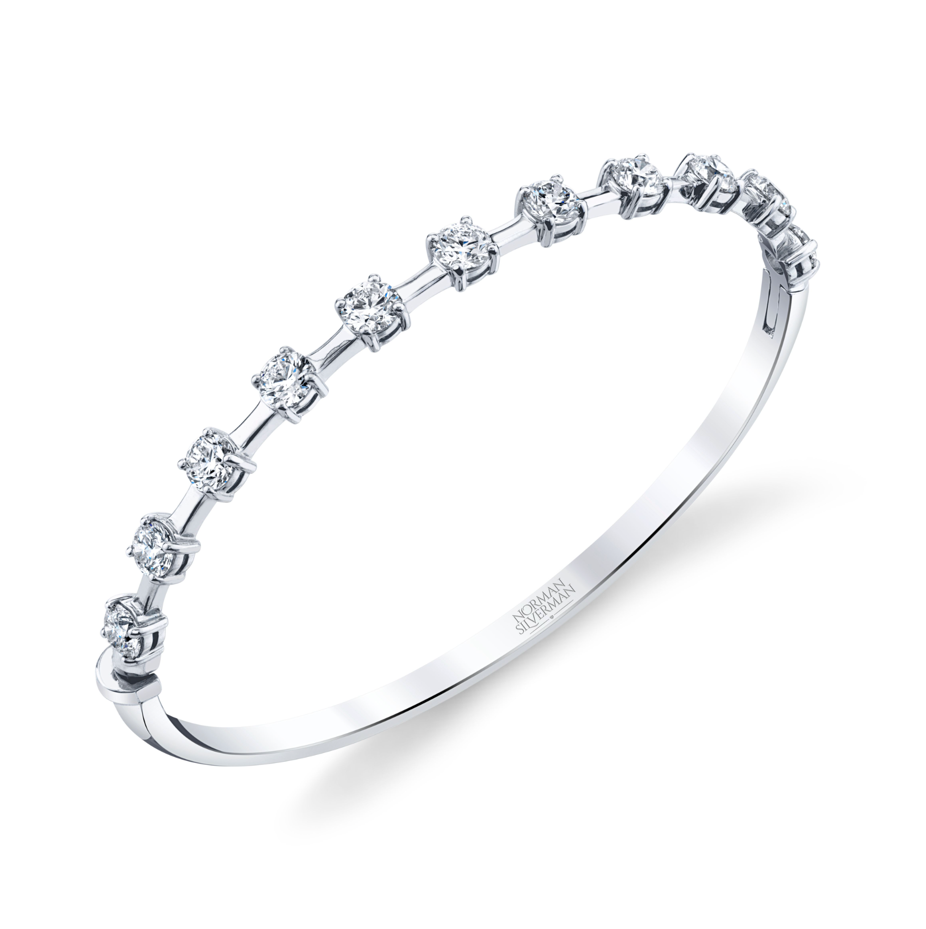 Round Diamond and Bar Hinged Bracelet