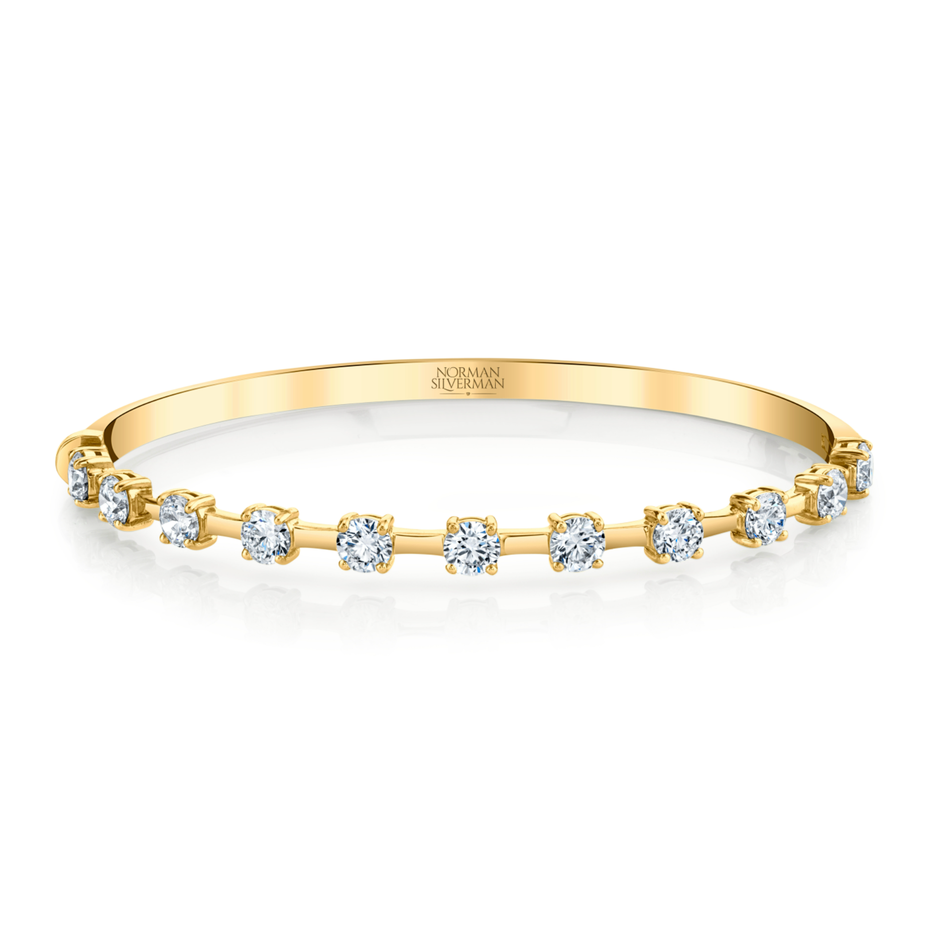 Round Diamond and Bar Hinged Bracelet