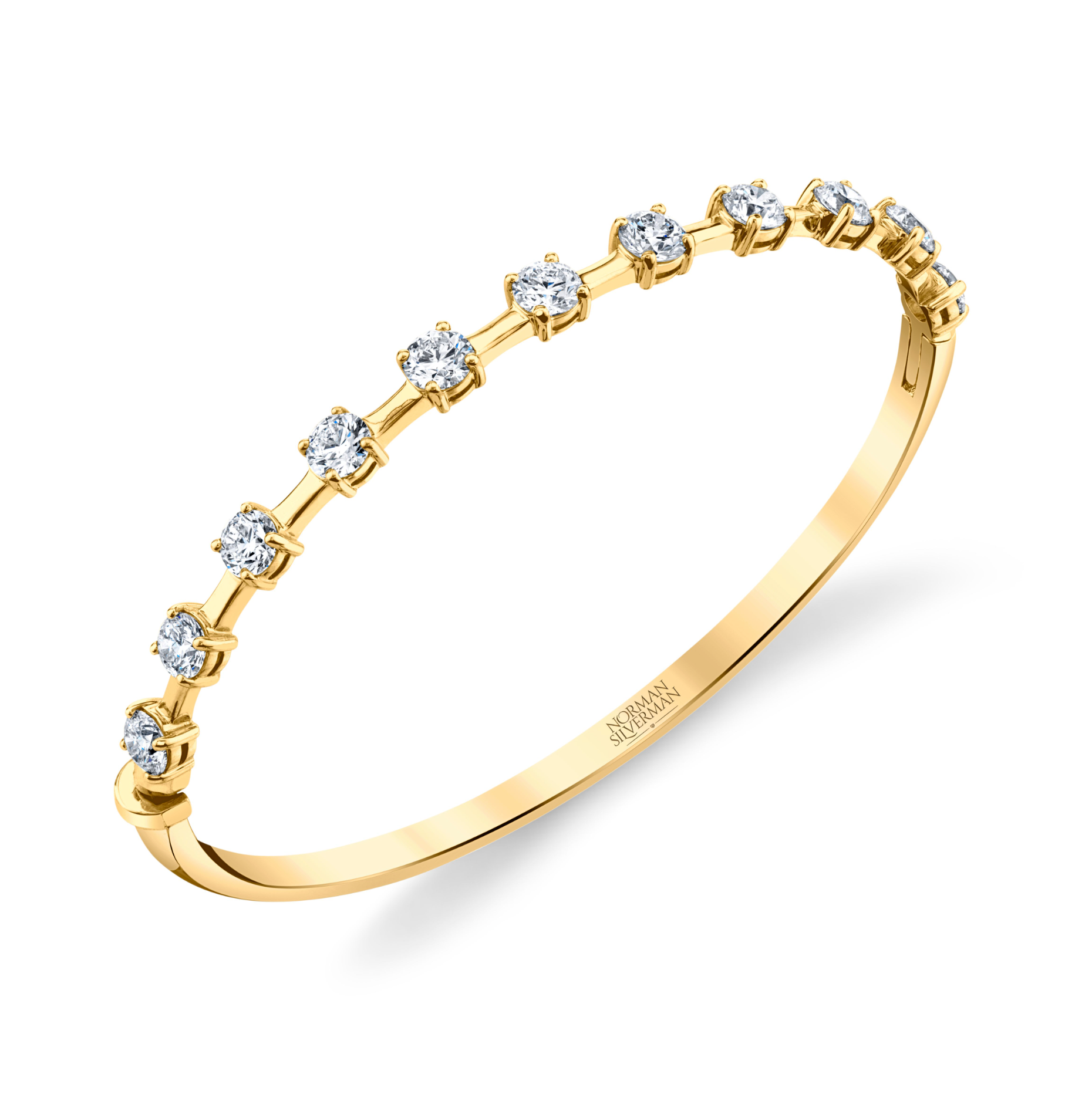 Round Diamond and Bar Hinged Bracelet