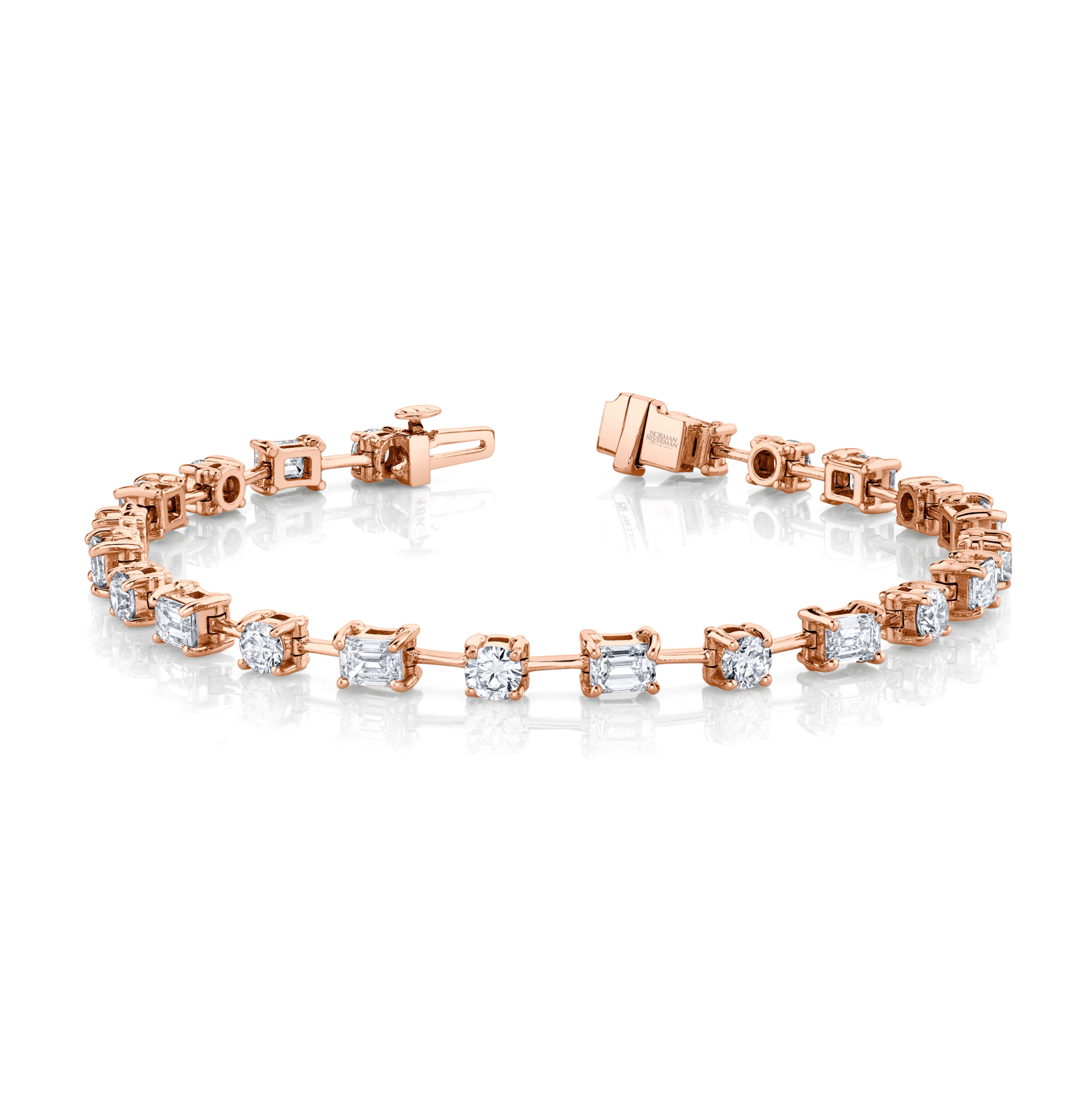 Emerald and Round Cut Wire Set Bracelet