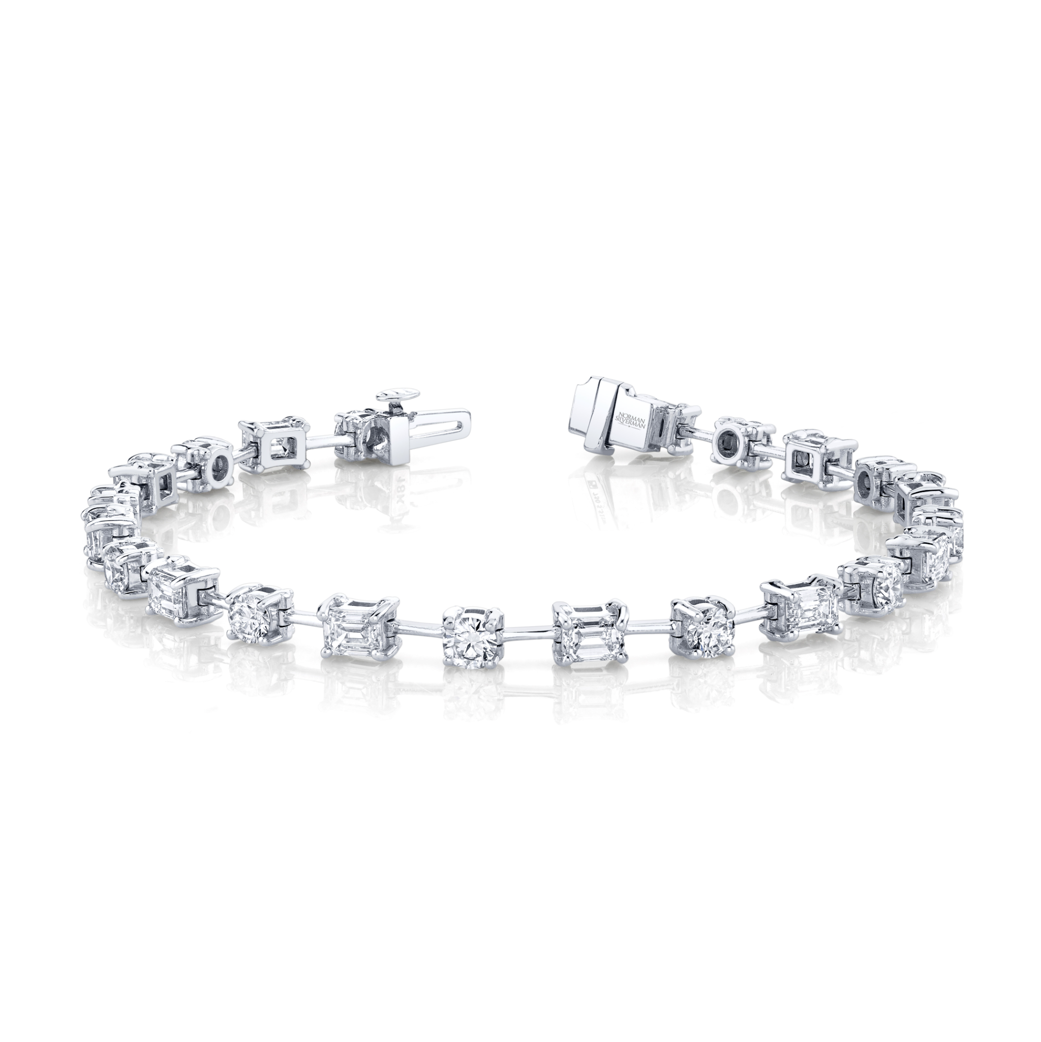 Emerald and Round Cut Wire Set Bracelet